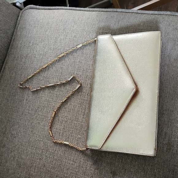 Gold Toned Clutch with Chain Strap - Picture 1 of 7
